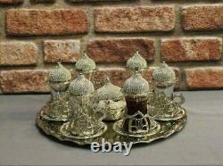 Luxury Tea Set Serving Set Tea Cup Saucers Turkish Handmade Antique 27 pieces