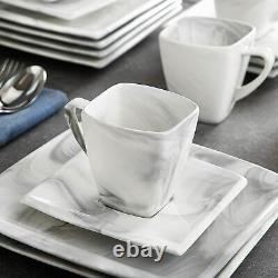 MALACASA Blance 36pc Cappuccino Cup Saucer Set Porcelain Tea Coffee Cups Marble