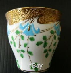 MINTONS Antique 1800's England Hand Painted Gold Demitasse Teacup & Saucer Set