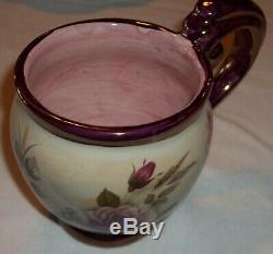 Mackenzie Childs Chelsea Luster Ceramic Bronze Tea Cup Saucer Set Dot Floral S11