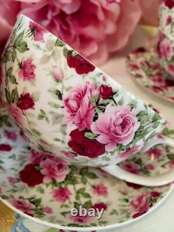 Maxwell Williams Pink Roses Bud Roses Teapot Tea Cups Saucers Job Lot Set