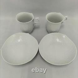 Meissen 2 Pcs Set 7.0 cm Tea Cup & Saucer Porcelain Waves Relief Made in Germany