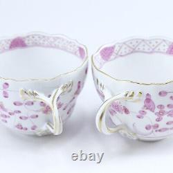 Meissen Cup & Saucer & Plate 343410/00582 Indian Hua Rich Pink Pair Tea Set