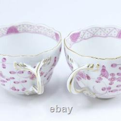 Meissen Cup & Saucer & Plate 343410/00582 Indian Hua Rich Pink Pair Tea Set