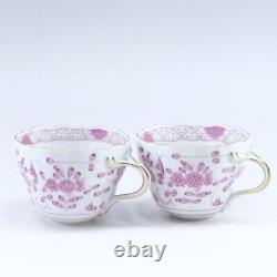 Meissen Cup & Saucer & Plate Set of 2 Indian Hua Rich Pink Tea Set Japan Unused