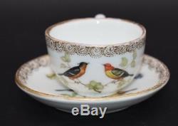 Meissen German Miniature Children's Ornithological Birds & Insects Tea Cup Set