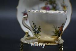 Meissen German Watteau Courting Couple Flowers & Gold Teacup & Saucer Set