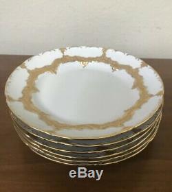 Meissen Porcelain Blue Gold Encrusted Teacup Saucer Luncheon Plate Set Of 6
