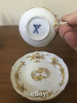 Meissen Porcelain Golden Yellow Dragon Teacup, Saucer & Plate Set