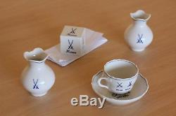 Meissen Porcelain Set Tea Coffee Cup, Plate, Vases, Paperweight Top Condition