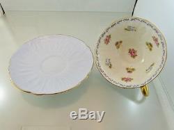 Mini Flowers & Blue Footed Tea Cup & Saucer Set Oleander Shape By Shelley Eng