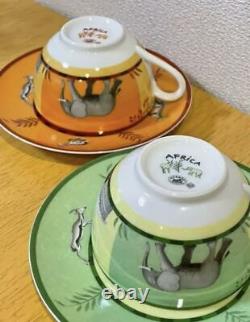 Mint Hermes L'Afrique Africa Tea Cup & Saucer 2Set Coffee Tableware Authentic