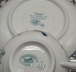 Mint Hermes TOUCANS Tea Cup Saucer 2Set Tableware Authentic Item