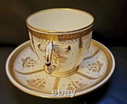 Minton Tea Cup And Saucer Set Raised Gold Encrusted Jeweled Beaded Rare HTF