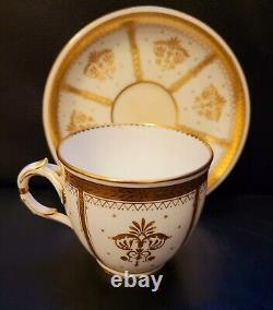 Minton Tea Cup And Saucer Set Raised Gold Encrusted Jeweled Beaded Rare HTF
