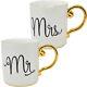 Mr And Mrs Gold Porcelain Mug Coffee Cup Tea Mugs Gift Anniversary Set Box New