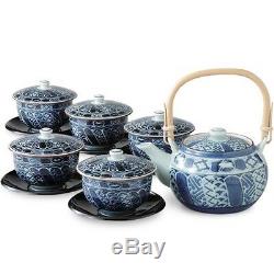 NEW Arita Ware Japanese Pottery Tea Pot & 5 Tea Cup & Saucer Set from Japan