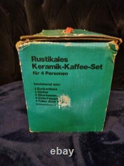 NEW Vintage Rustikales Keramik Kaffee Set Brown Mugs Coffe