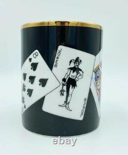 NIB Retired Set 5 Tiffany & Co. Black Porcelain Playing Card Coffee Tea Mugs