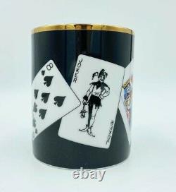 NIB Retired Set 5 Tiffany & Co. Black Porcelain Playing Card Coffee Tea Mugs