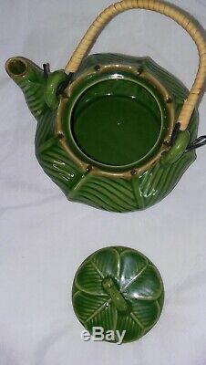 Never used withbox Teavana RARE Green Leaf complete 9pc Tea pot cup saucer set