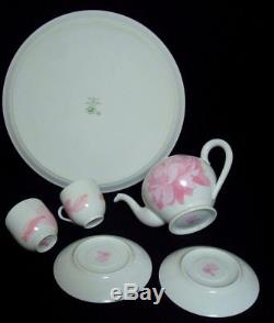 New Authentic Hermes'Tea pot','2Cup &Saucer' &'Large Plate' Set Pivoines