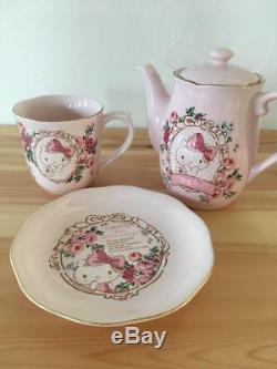 New! Rare Japan Sanrio Hello Kitty x Laura Ashlay Tea Pot Tea Cup Plate set 476