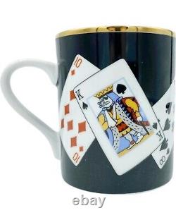 New Set 5 Tiffany & Co. Black Porcelain Playing Card Coffee Tea Mugs Retired
