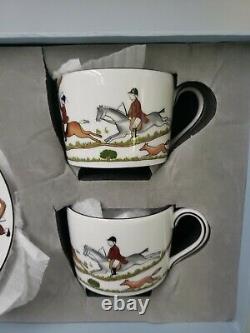 New in Box Set of 2 Wedgwood Hunting scene Tea Cup & Saucers l4