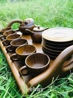 Newly Listed Handmade Teakwood tea cup Saucer set Luxury eco-friendly coffee