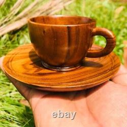 Newly Listed Handmade Teakwood tea cup Saucer set Luxury eco-friendly coffee