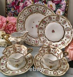 Nippon Noritake Teacup Trio Tea Cup Cake Plate Set Pink Roses Gold Set Of 6items