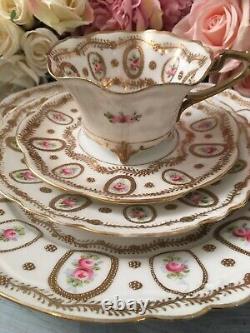 Nippon Noritake Teacup Trio Tea Cup Cake Plate Set Pink Roses Gold Set Of 6items