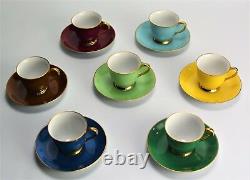 Noritake Harlequin Demitasse Tea cup set Nippon Porcelain 7 Duos
