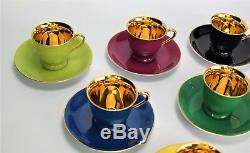 Noritake Harlequin Demitasse Tea cup set Nippon Porcelain Duos Gold