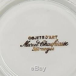 Objets D'Art Marcel Chaufriasse Limoges China Tea Cups & Saucers Set of 6 withCase