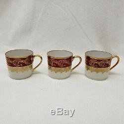 Objets D'Art Marcel Chaufriasse Limoges China Tea Cups & Saucers Set of 6 withCase