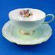 Old Embossed Light Green & Floral Paragon Tea Cup and Saucer Set