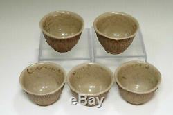 Otagaki Rengetsu (1791-1875) Set of 5 poem carved tea cups #3596