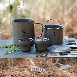 Outdoor 5 Piece Set Tea Set Water Cup Camping Portable Titanium Tea Mug