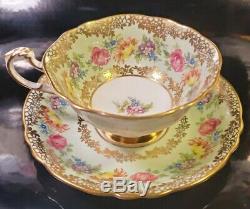 PARAGON Heavy Gold Rose Floral Teacup & Saucer Set Vintage Antique RARE England