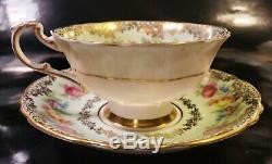 PARAGON Heavy Gold Rose Floral Teacup & Saucer Set Vintage Antique RARE England