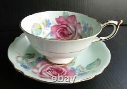 PARAGON Huge Cabbage Roses Teacup and Saucer Set RARE Vintage Stunning
