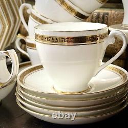 PARAGON STAR & Grafton Tea Cup Set Greek Key & Gold 21pc 1920-32 Art Deco Period