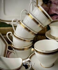 PARAGON STAR & Grafton Tea Cup Set Greek Key & Gold 21pc 1920-32 Art Deco Period