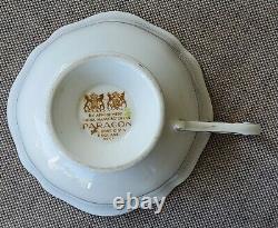 PARAGON White Orchids Teacup and Saucer Set Gold Rimmed England Bone China RARE