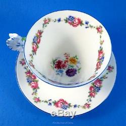 Painted Pansy Flower Handle Royal Paragon Floral Garlands Tea Cup and Saucer Set
