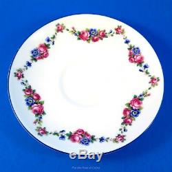 Painted Pansy Flower Handle Royal Paragon Floral Garlands Tea Cup and Saucer Set