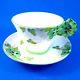 Painted Pansy Flower Handle Royal Paragon Green Pansy Tea Cup and Saucer Set