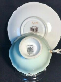 Paragon BUTTERFLY HANDLE Teacup and Saucer Set MINT GREEN EXCELLENT